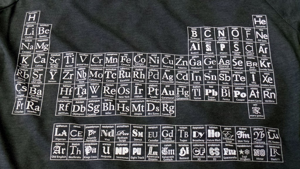 Periodic Table of Typefaces T Shirt